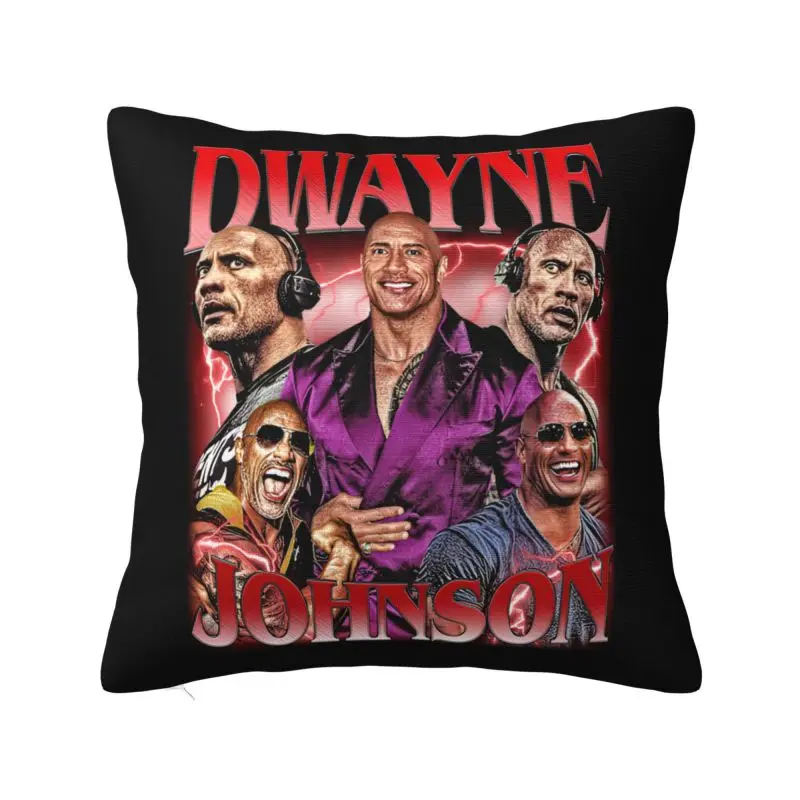 Dwayne The Rock Johnson Collage Throw Pillow Case 50*50cm Sofa Cushion Cover Square Polyester Pillowcase Double-sided Printing