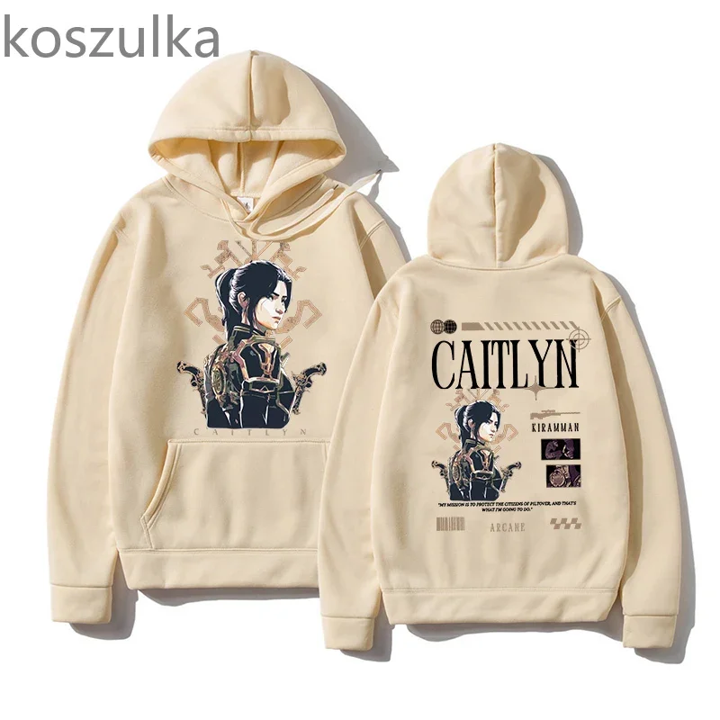 Arcane Caitlyn Kiramman Printing Hoodies Winter Men/Women Long Sleeve Sweatshirt Unisex Hip Hop Streetwear Male Hoody Streetwear