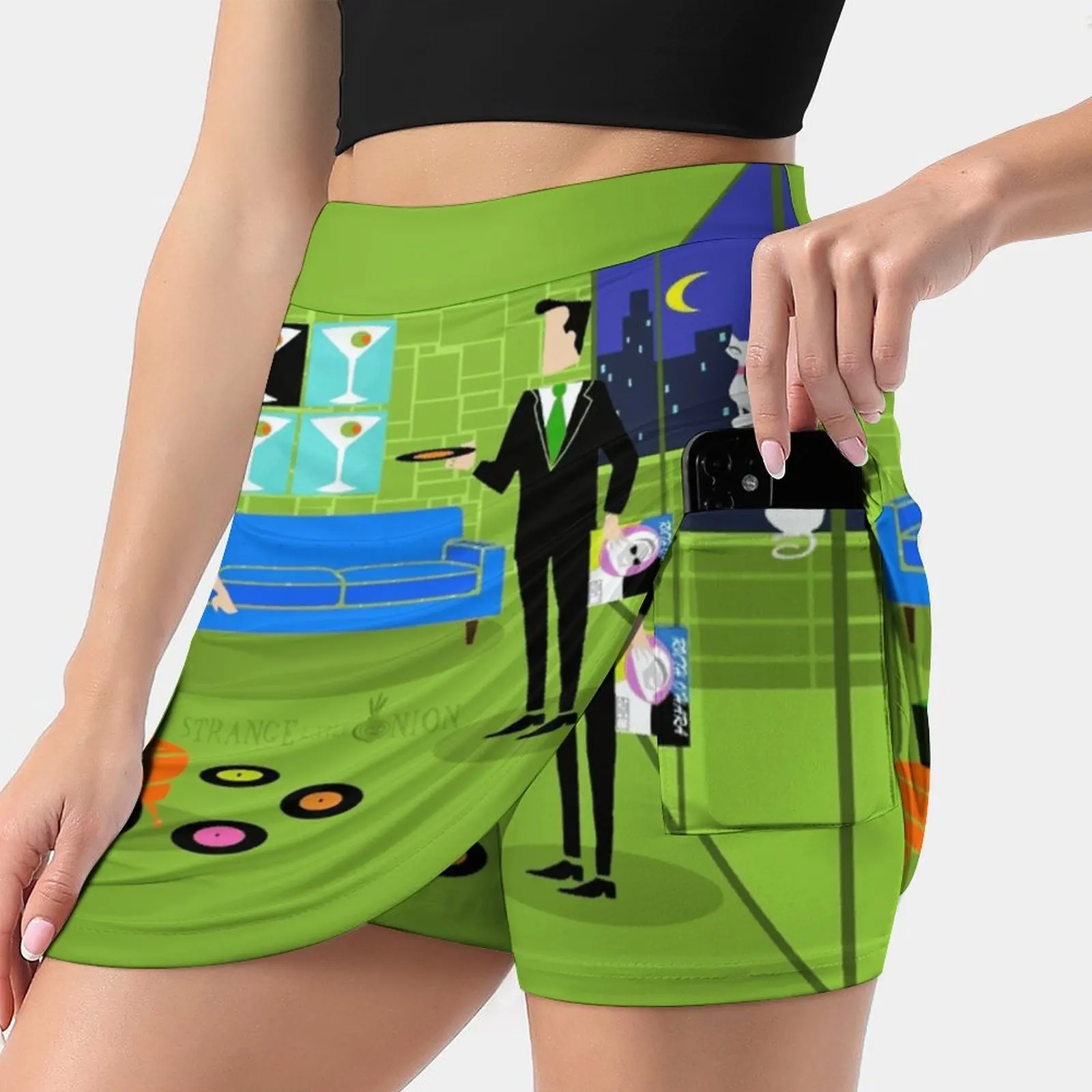 

Retro Urban Cartoon Couple Women's skirt Sport Skort Skirt With Pocket Fashion Korean Style Skirt 4Xl Skirts Mid Century Modern