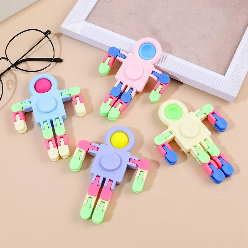 8Pcs Stress Relief Robot Gyro Dismountable Fidget Sensory DIY Self-Assembly Fingertip Gyroscope Decompression Office Desk Fun