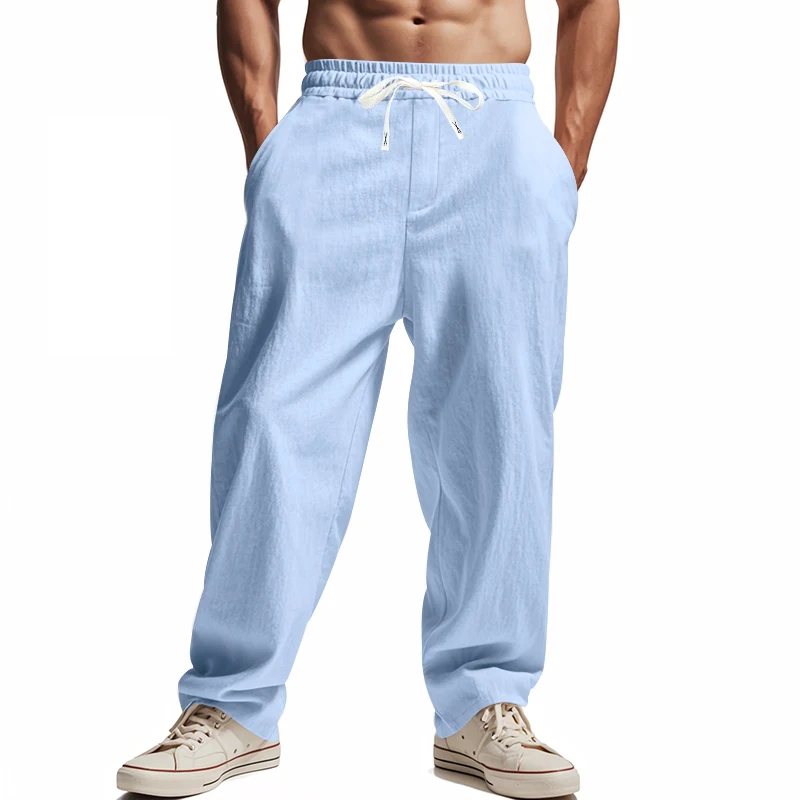 Men's pants Retro cotton and linen Spring and Autumn Breathable Thin Loose Leisure Trend Daily and beach pants Hot sale