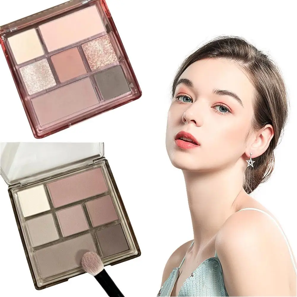 7-color Eye Shadow Palette Waterproof Nude Earth Color Eyeshadow Eyeshadow Color Matte Pearly Pink Palette Rose Glitter Y9j4