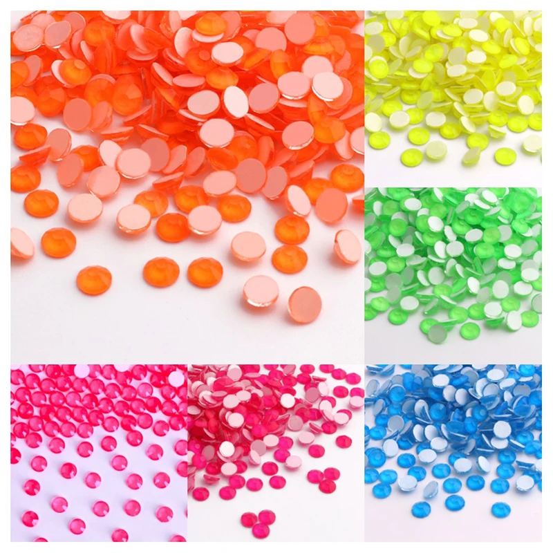 SS30 288Pcs Neon Colorful Rhinestones Non HotFix Glitter  Flatback Crystal Glass Rhinestones For Nail Art Garment Accessorie