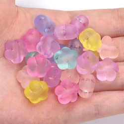 30pcs 13mm Tansparent Flower Shape Beads Acrylic Charm Loose Spacer Beads For Diy Jewelry Making Bracelet Necklace Handicrafts