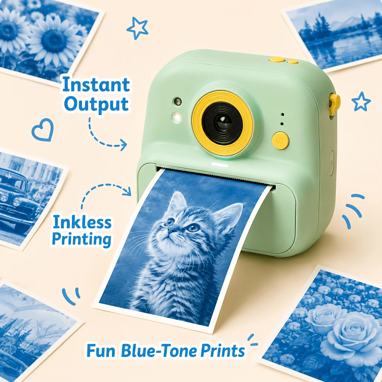 57x25mm Blue Multicolor Thermal Photo Paper Roll Anti Stick Compatible for Instant Mini Camera Portable Thermal Printer Tag