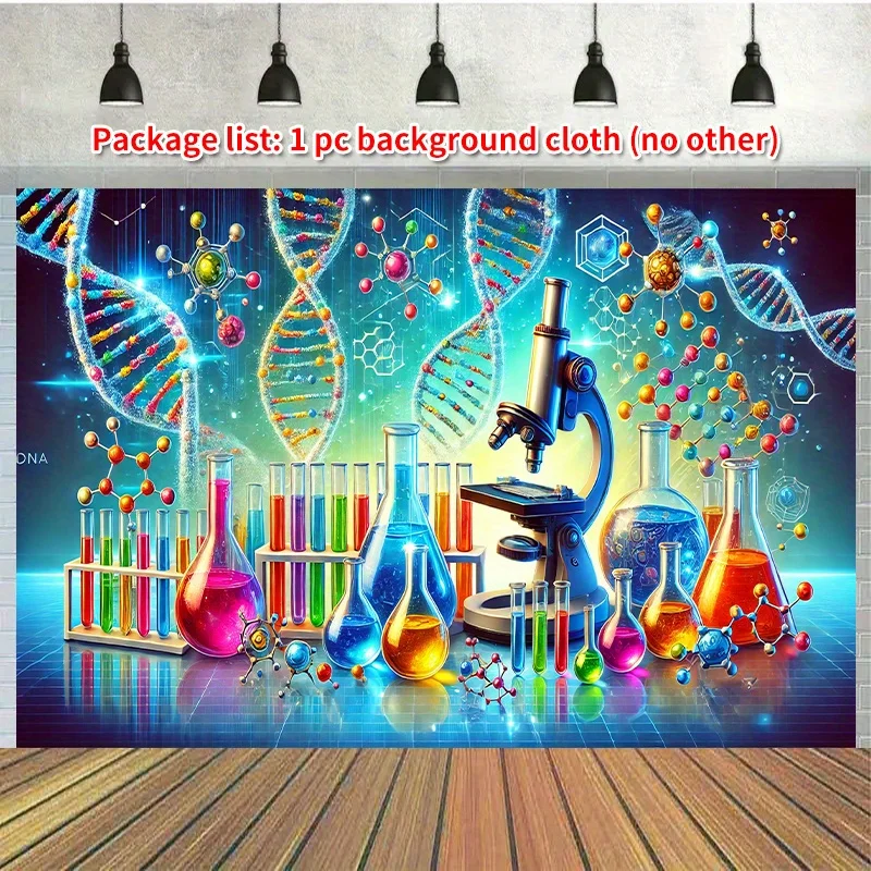 1-teilig, Farben zur wissenschaftlichen Erkundung, Polyester-Hintergrundstoff, Partybanner, Geburtstagszubehör, Partydekoration