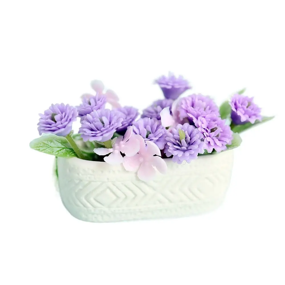 1/6 1/8 Casa delle bambole Fiore Bonsai Babysbreath Gelsomino Ceramica Vaso di fiori in miniatura Piante in vaso Accessori per bambole Casa da gioco