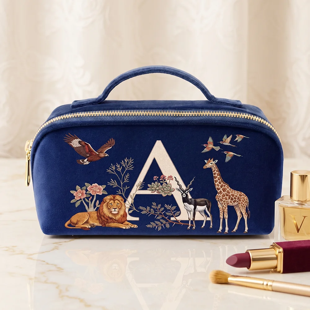 Luxury Bags Blue - Portable Travel Makeup Organizer Velvet Cosmetic