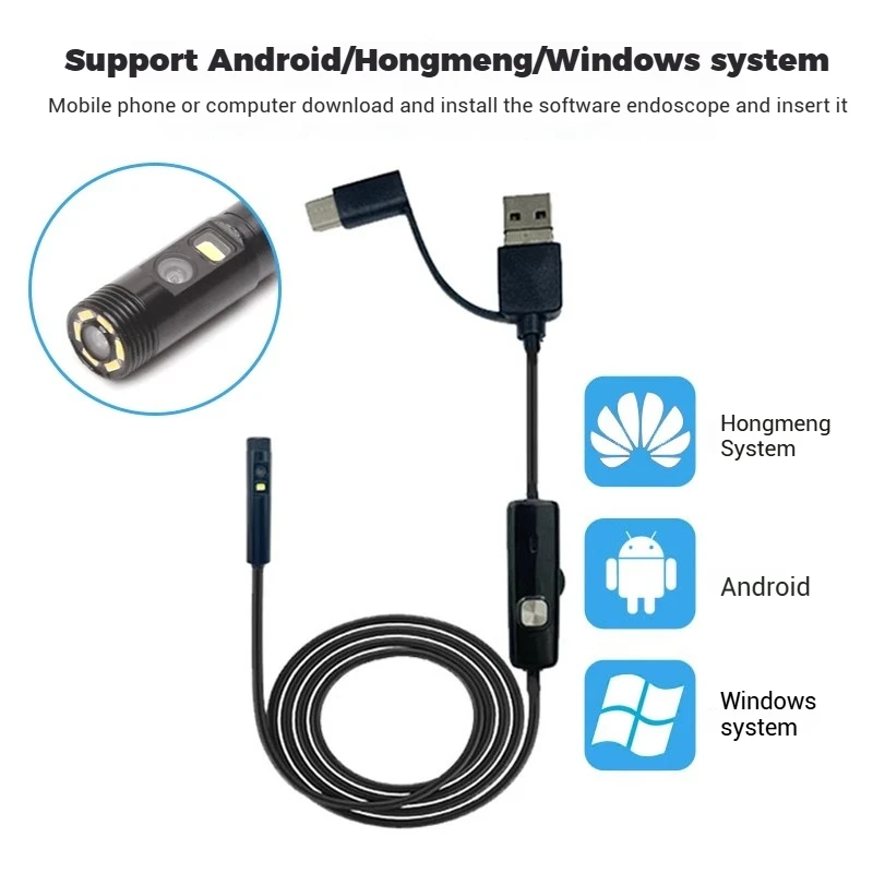 6mm HD Dual Lens Endoskop Kamera Automotive Reparatur Inspektion Industrielle Pipeline Sonde USB Verbindung Android Handy