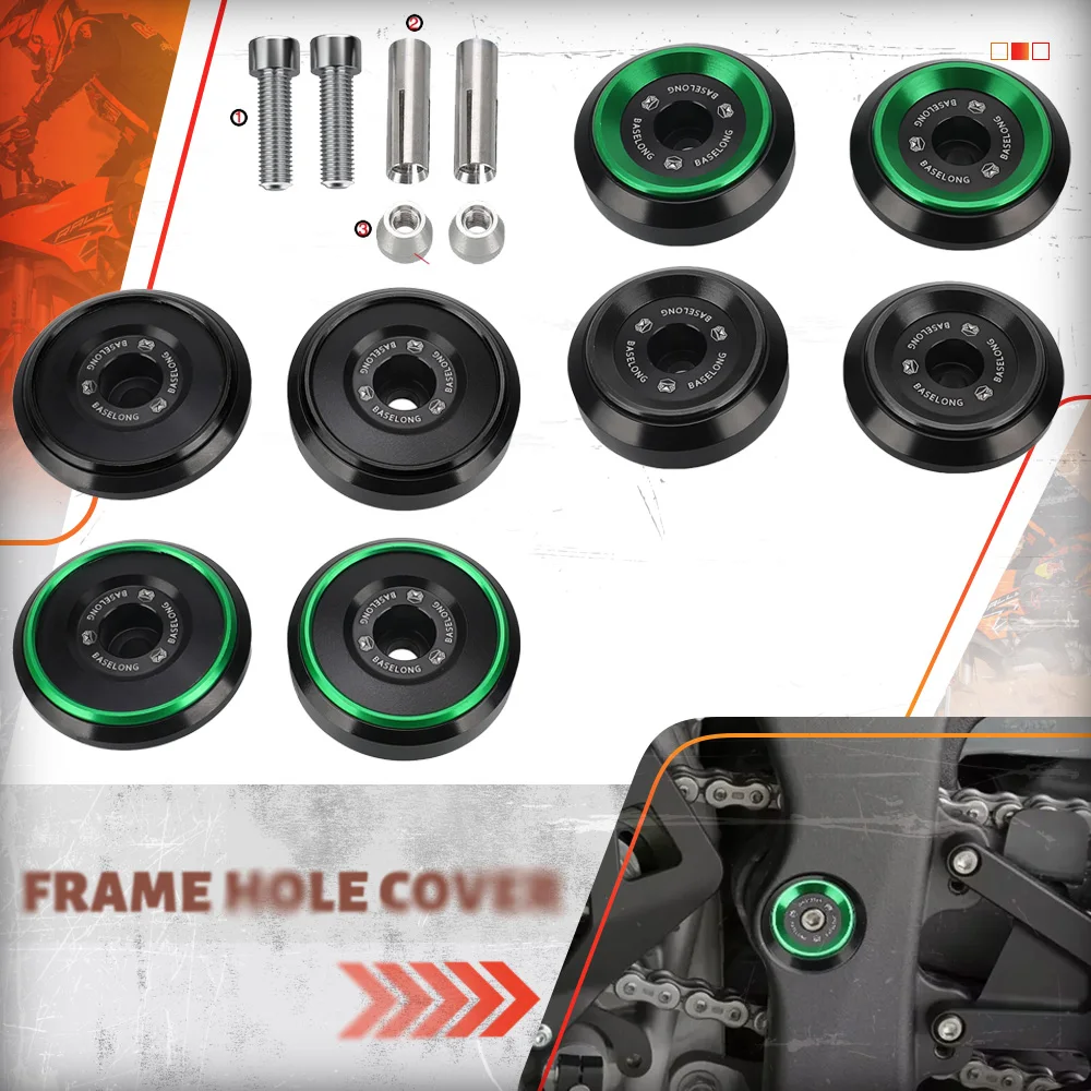 

For Kawasaki Z1000 ZX-10R Z1000SX Ninja 1000 1000SX ABS ZX-10RR 2010-2024 Motorcycle Frame Hole Plugs Covers Decorate Caps Kits