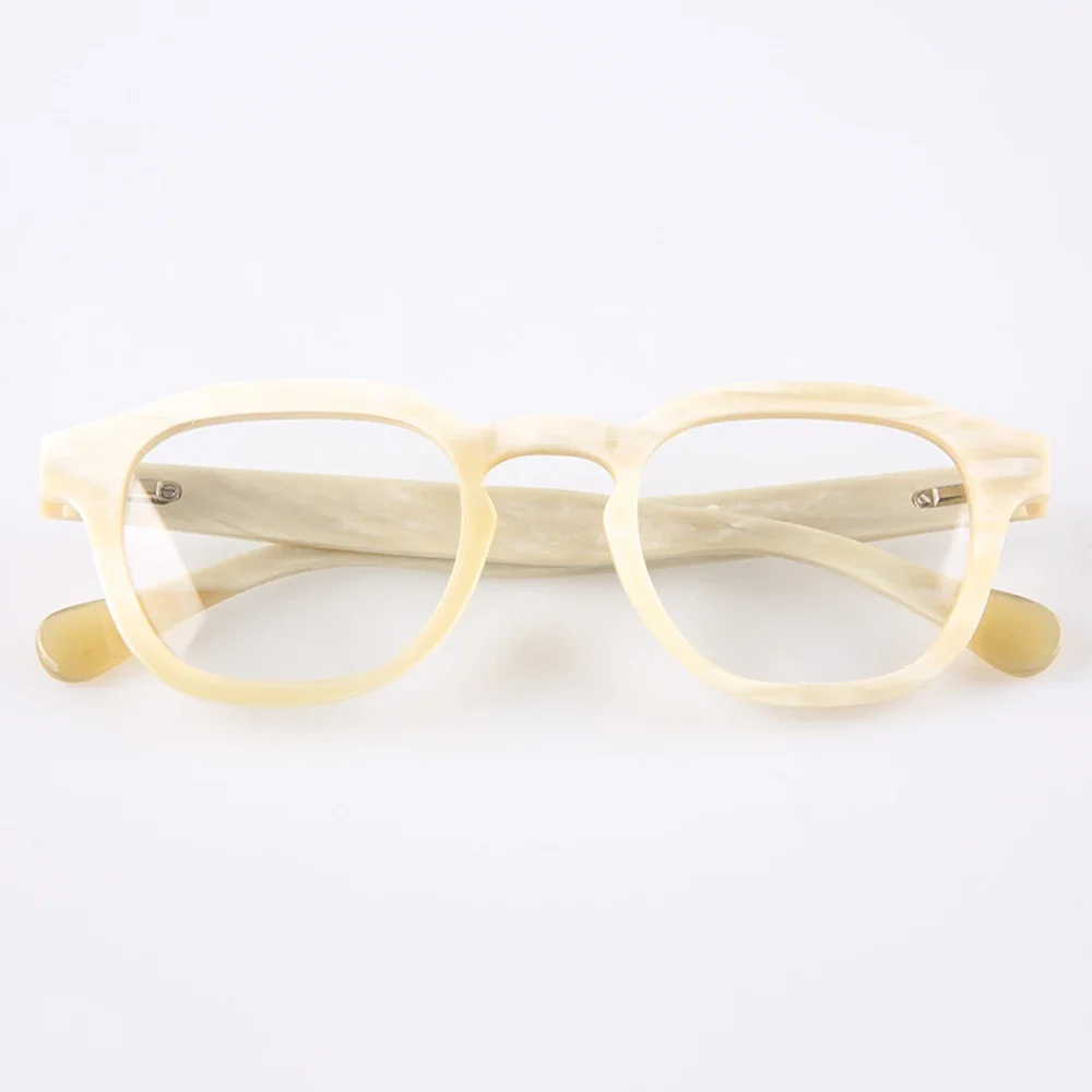 

Eyeglass Frames Unique Square Classic Stripes Optical Eyeglasses Handmade White Horn Prescription Women's Man Glasses Frames