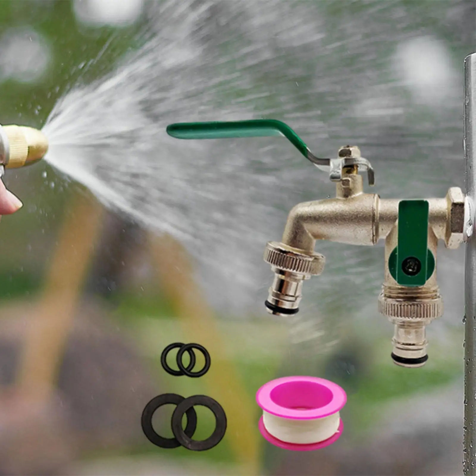 Garden Hose Splitter 2 Way Faucet Splitter Hose Adapter Brass with Double Outlet Hose Connector Heavy Duty Garden Water Faucet