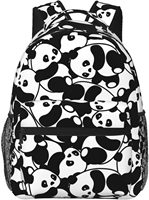 Panda Cartoon Backpack Cute Panda Bookbags Laptop Bag Shoulder Bags Travel Hiking Camping Daypack for Men Women