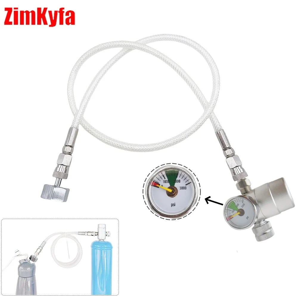 

Whipped Cream Pressure Regulator Valves with 80cm Clear NO2 Gas Refill Hose For N2O 0.95L Cans