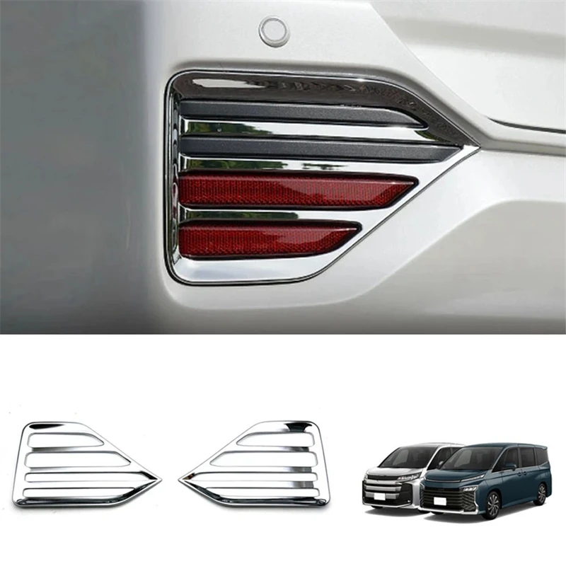 Car ABS Chrome Rear Reflector Fog Light Lamp Cover Trim Bezel Frame For Toyota Noah Voxy 90 Series 2022
