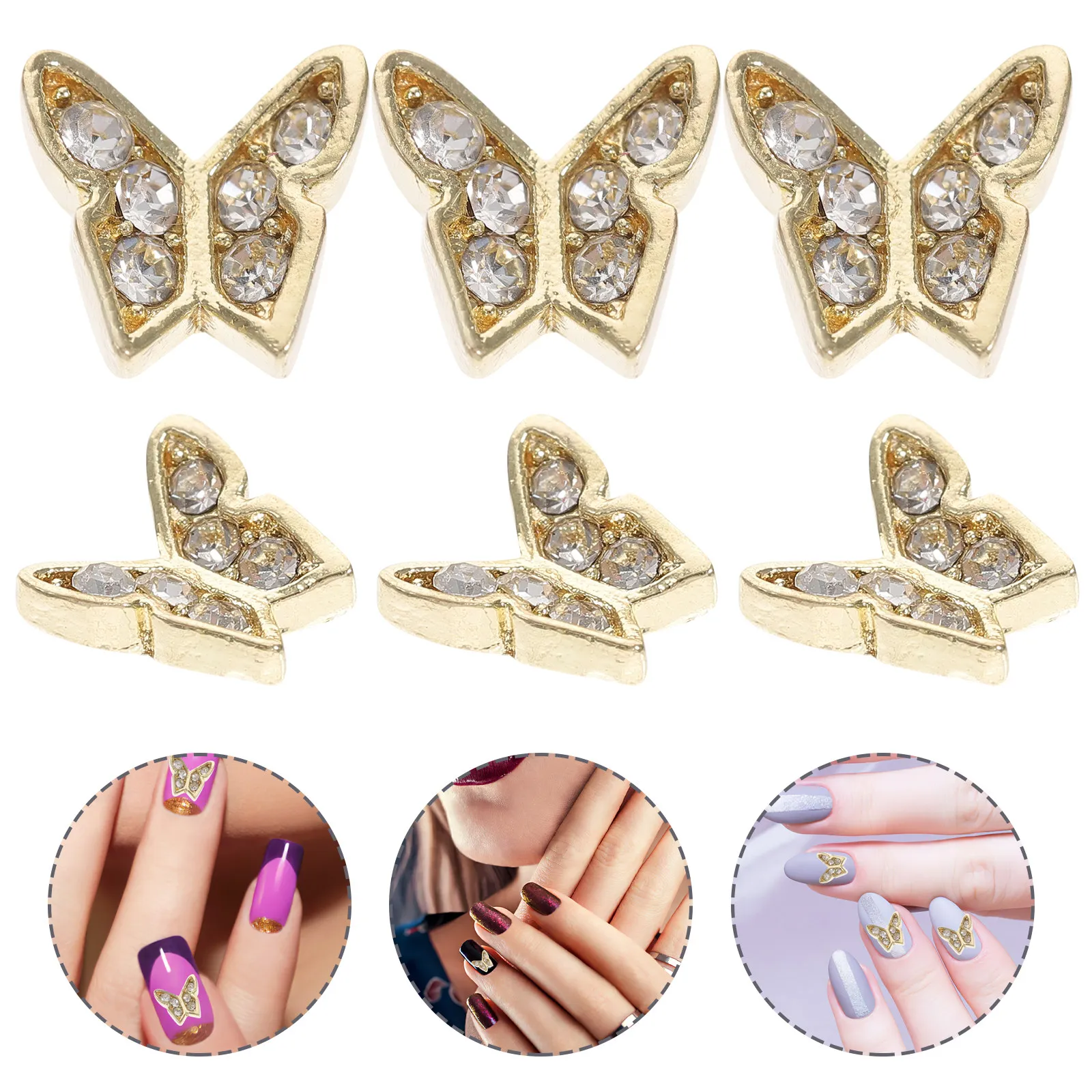 20Pcs 3D Butterflies Nail Decor Charms Glitter Rhinestone Nail Art Accessories Manicure Supplies for Hats Clothes Handbags
