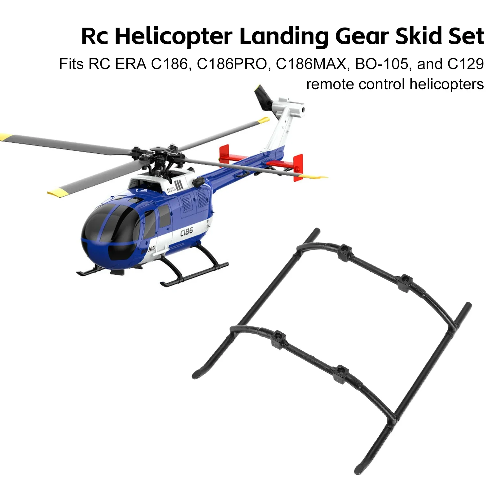 RC Helicopter Landing Gear Skid Set for C186 C186PRO C186MAX C129 Lightweight Easy Install Stable Support Replacement Parts