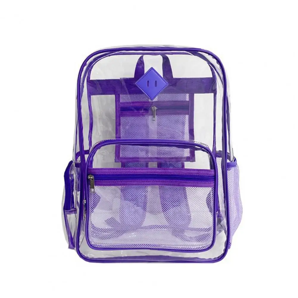 Transparent Backpack Mesh Shoulder Strap Waterproof Large Capacity Multi Compartments Student School Bag Outdoor Travel