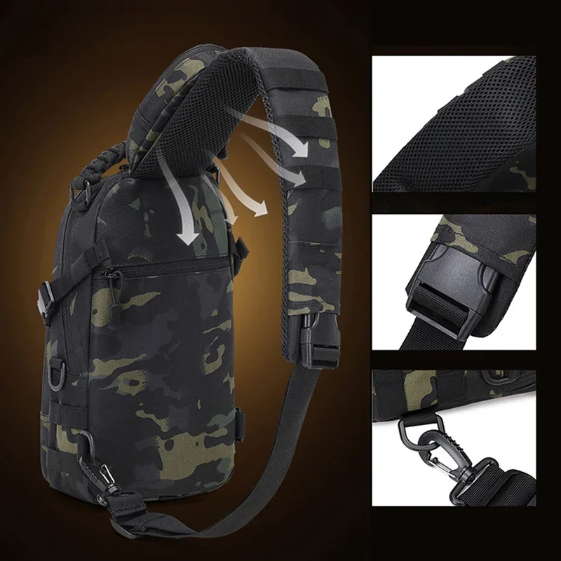 Saco de peito de acampamento mochila de ciclismo para homens esportes ombro caminhadas ao ar livre escalada ciclismo pesca molle sling edc fanny pacote 가