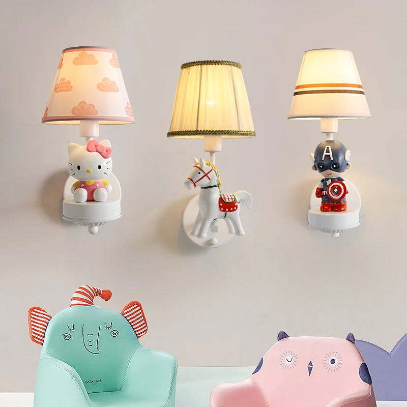 Mini Cute Lamp cartoon wall lamp children light fixture Boy Girl Bedroom Bedside Light Living Room House Wall sconce Arandela