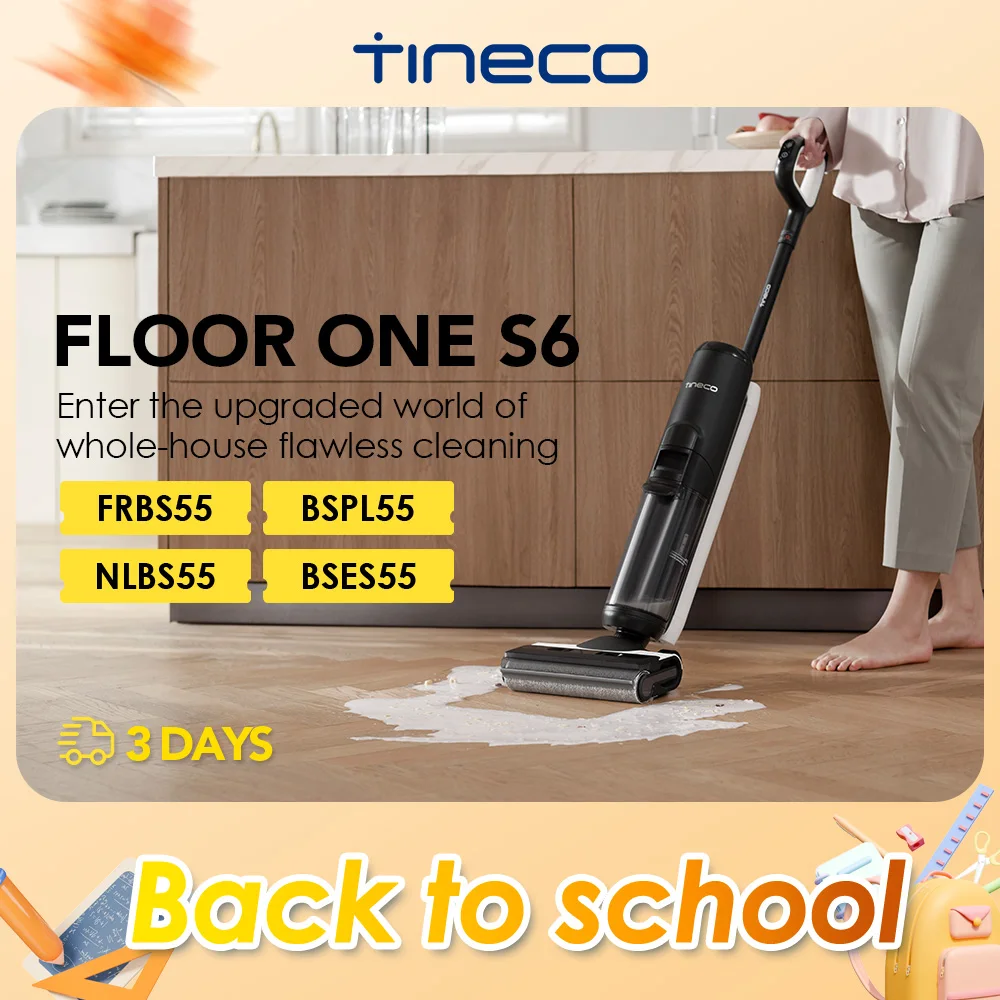 Tineco Floor One S6 Bezprzewodowy odkurzacz na mokro i sucho Mop do mycia podłóg All-in-One do twardych podłóg LED Dwustronne czyszczenie krawędzi