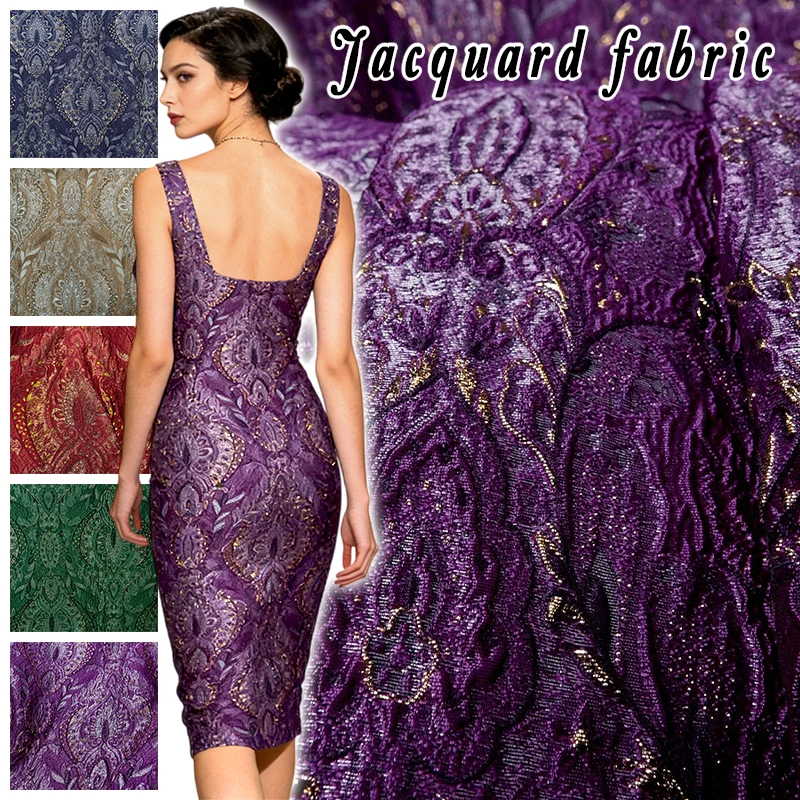 

100*150CM European Style Designer Fabric Ethnic Palace Style Bright Silk 3D Texture Embossed Jacquard Fabric DIY Jacket Skirt