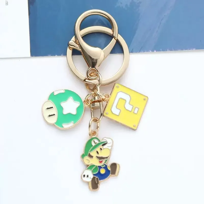 2pcs Super Mario Bros Cartoon Keychain Set Anime Key Chain Pendant for Men Women Child Bag Charm Car Key Accessory