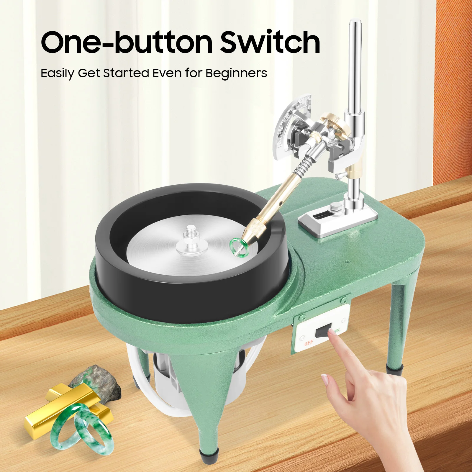 

6 Inch Gemstone Flat Grinder Angle Machine 2800r/min with Anti-Slip Mats for Jewelry Jade Stone Wood Crafts Polishing Grinding
