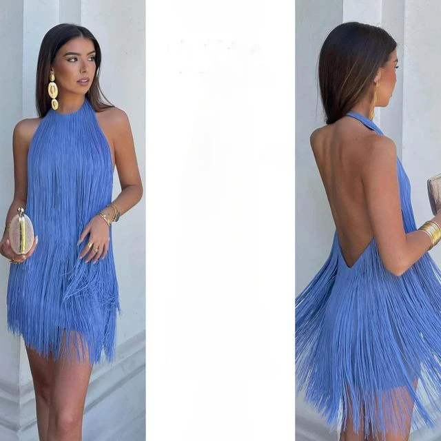 Solid color loose fringe dress dance clothes women  ballroom standard tassel skirt latin dress