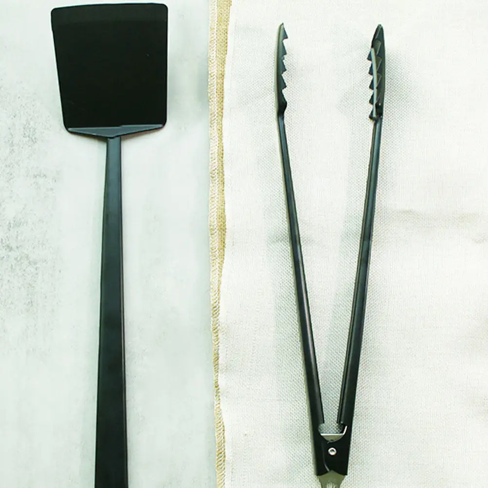 1Set Bbq Tools Set Barbecue Shovel Clip Stainless Steel Long Handle Heat Resistant Grilling Clamp Food Clamp for Outdoor Picnic