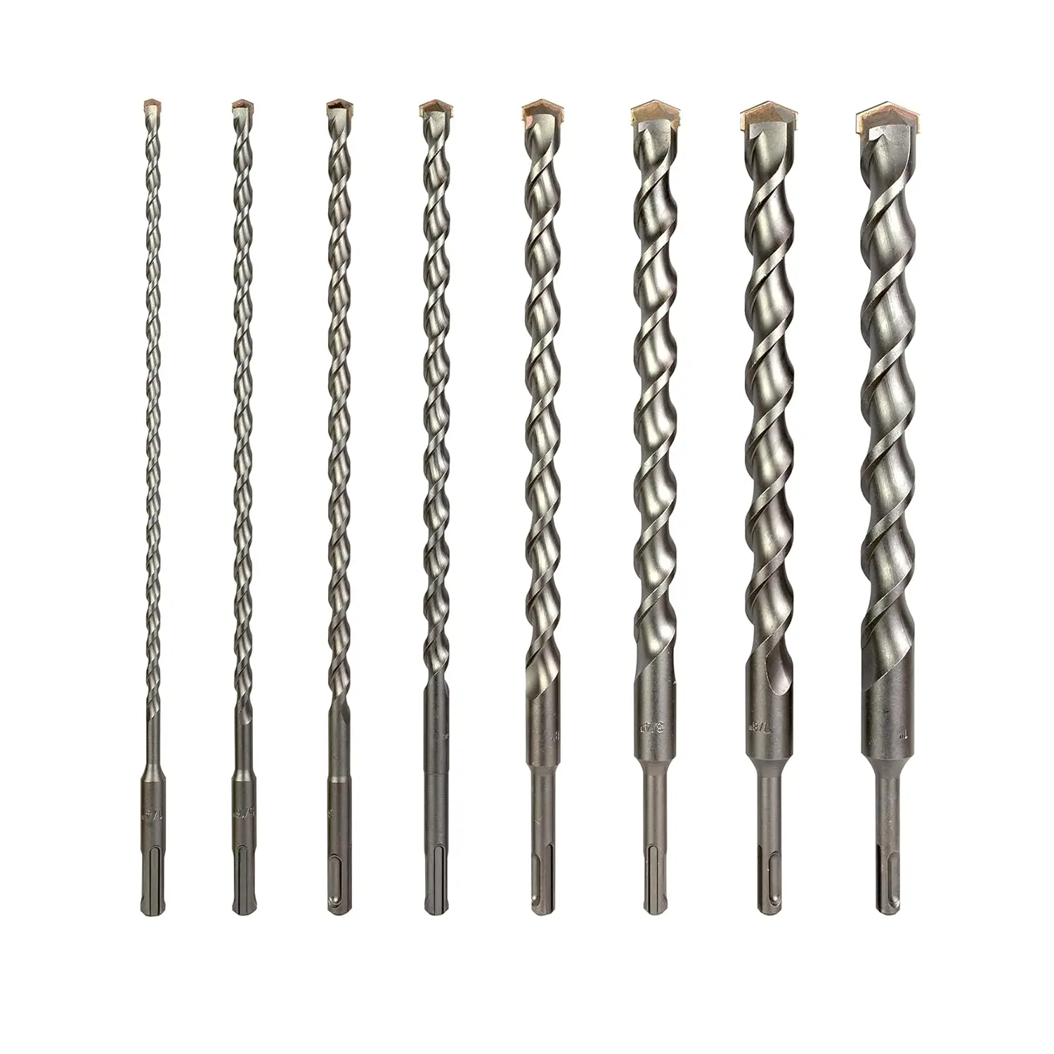 

8-Piece SDS Plus Drill Bits Set for Brick Stone Concrete, 12in Sizes from 1/4in to 1in