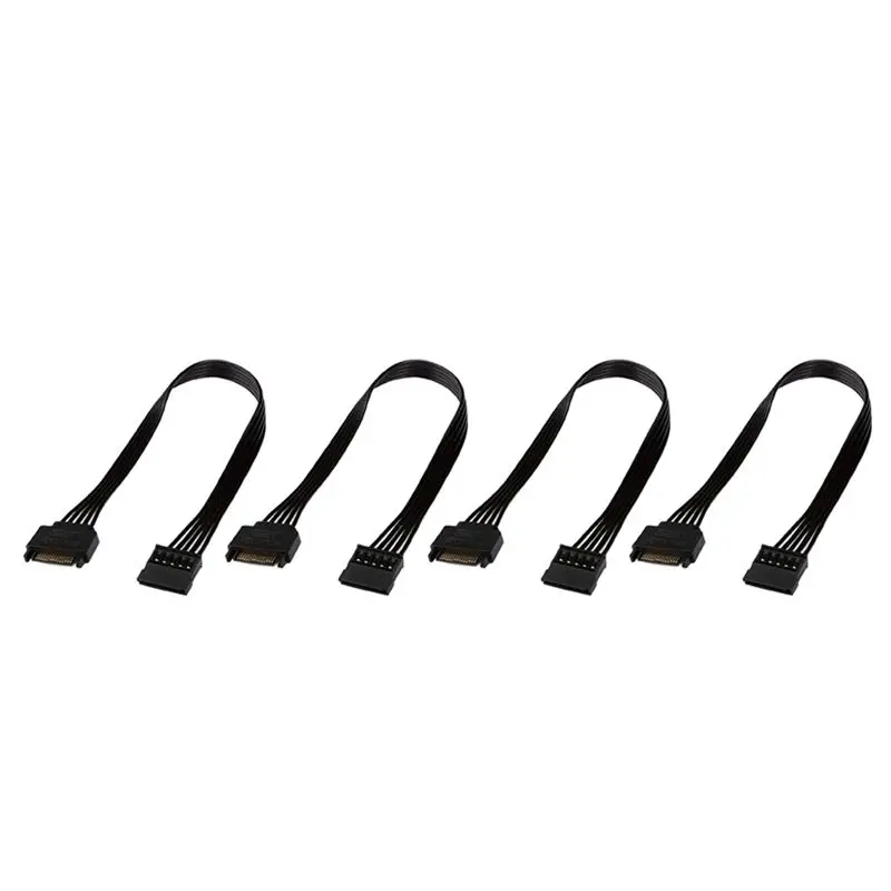 A36T-4Pcs SATA Power Extension Cable,15 Pin SATA Male To Female Extender Power Cable Adapter For Hard Drive Disk HDD,SSD,30CM