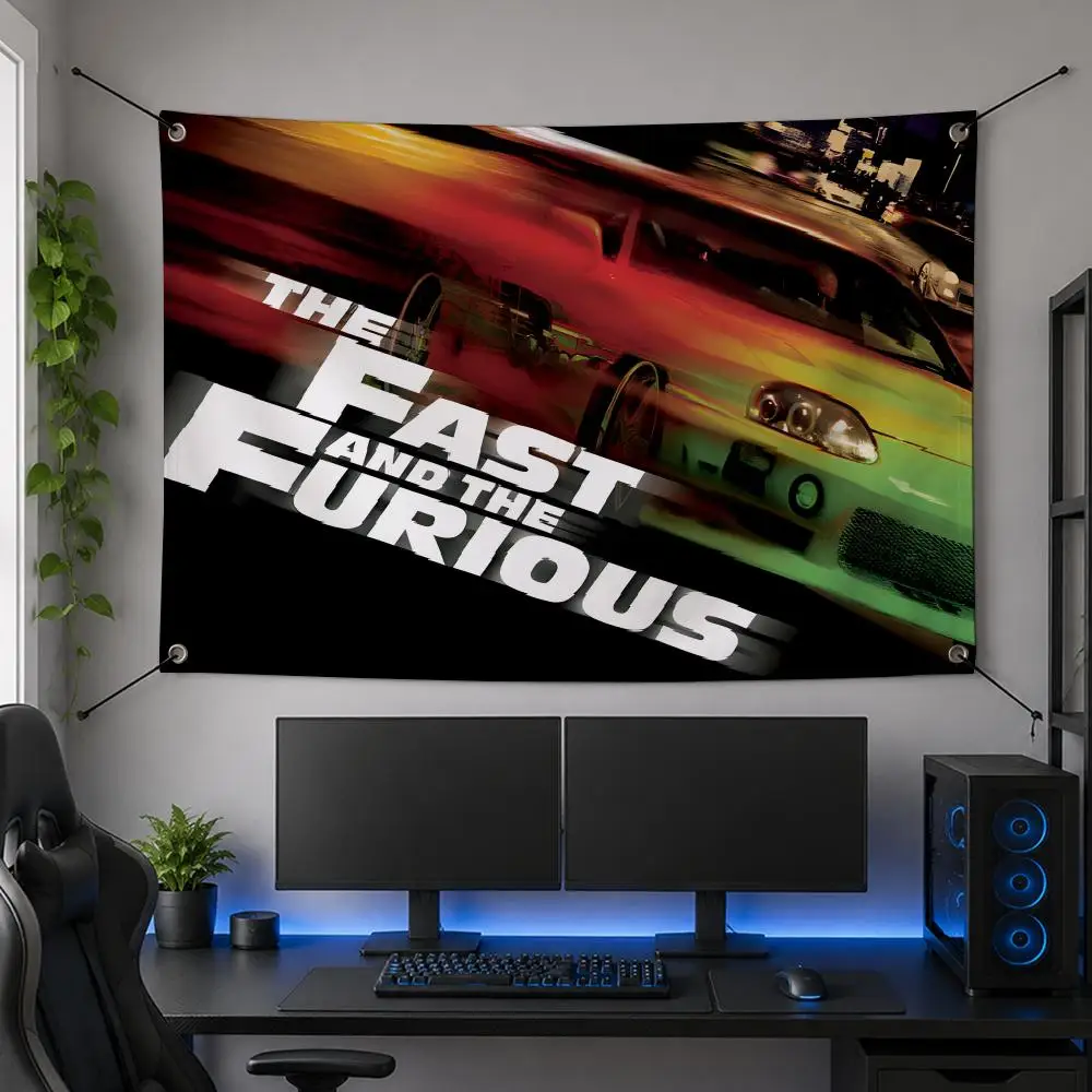 Movie Adventure Iconic Beloved Classic F-Fast & Furious Flags Flag Banner for Bedroom Dorm Party Home Living Room Game Room Gift