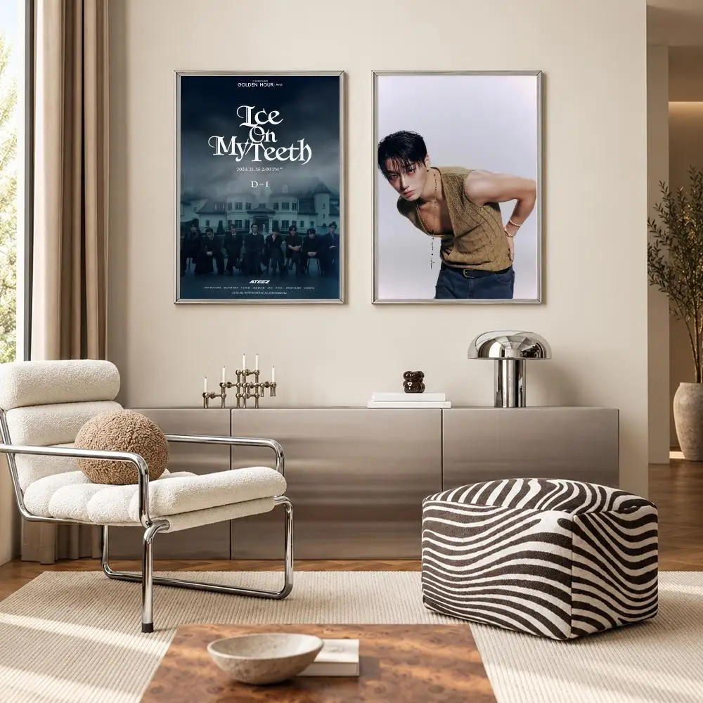 Boy Idol Group ATEEZ Poster Self‑Adhesive Waterproof PP Poster Coffee Bar Wall Art Home Decor