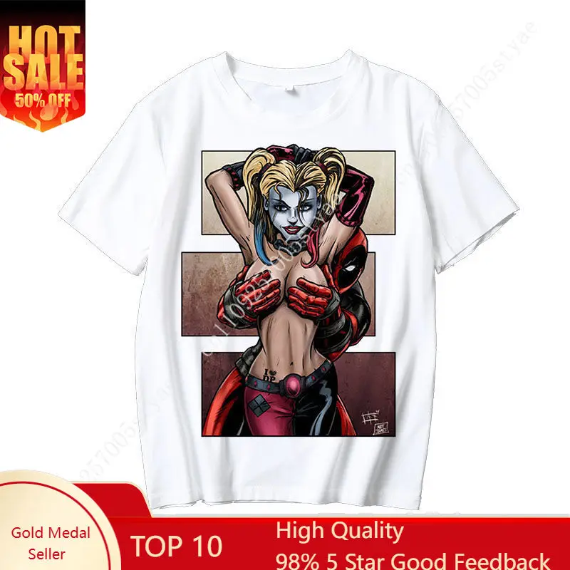 

2026Latest Deadpool Short-sleeved T-shirt for Men and Women Marvel Movie Deadpool Avengers Around Spider-Man Clothes Summer Tide