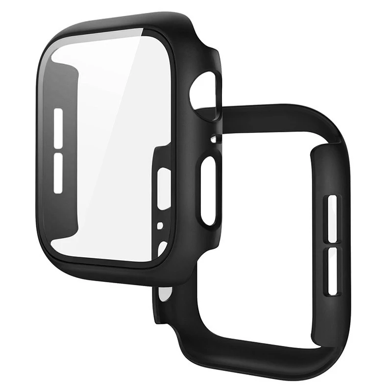 Tempered Glass+PC Case Screen Protector For Apple Watch Ultra 3 2 1 11 10 9 8 7 6 SE Integrated Hard Cover 49mm 46/42mm 45/41mm
