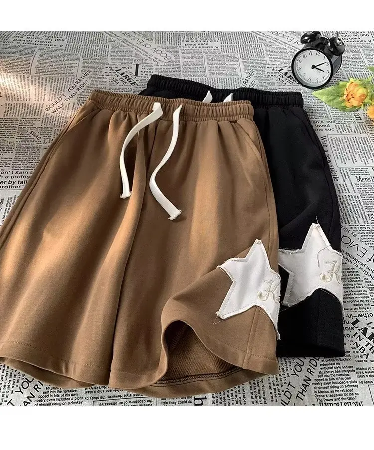 Y2k Summer star patch Shorts For Men Women Harajuku Trend Oversize Sports Pants Short Casual Gym Basketball Shorts Korean Couple