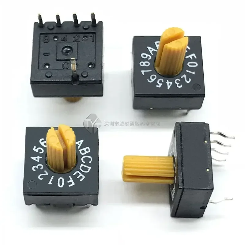 2/5PCS/lot 0-F Handle Rotary Encoder Switch DIP Switch 16 Position PCB Switching Encoder 8421C Positive Code 4:1 Black