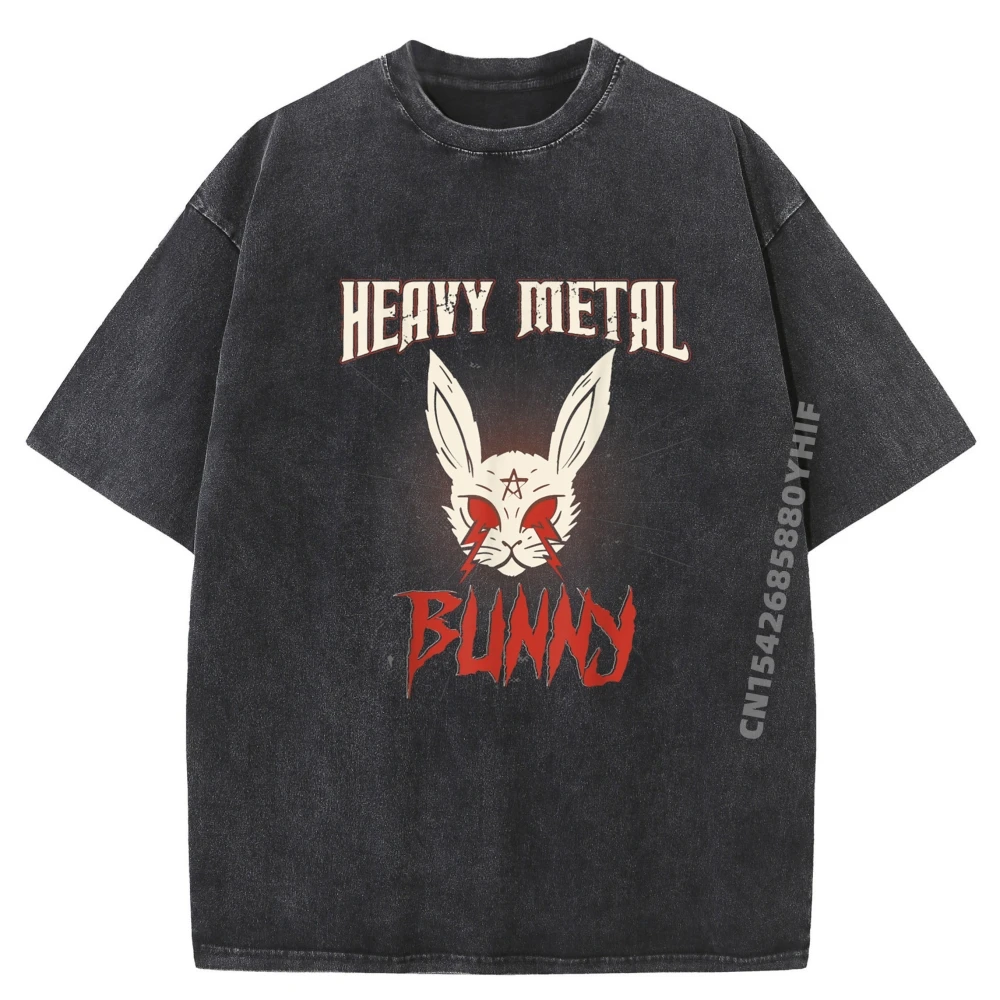

Mens Printed Tees Gothic Bunny Punk Hard Rabbit Mens Clothing 2025 High Quality Fashion Washed T Shirt Hip Hop