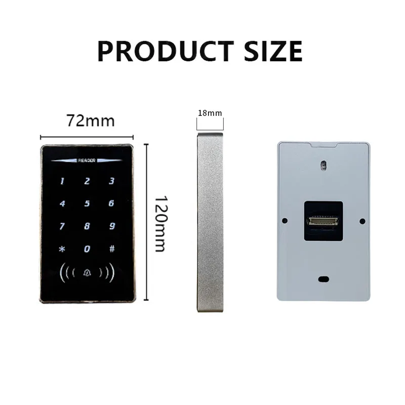 Waterproof Wall Mount Touch Keypad Reader RFID RS232 RS485 Wiegand 13.56Mhz IC MF Smart Access Card Reader