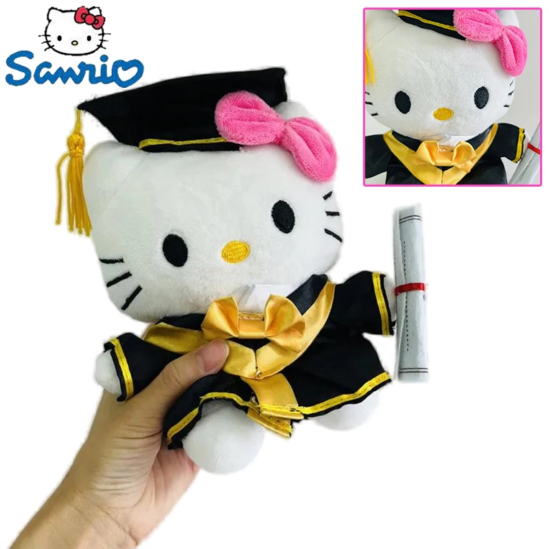 

Плюшевая кукла Hello Kitty Sanrio, сезон выпускного, мультяшная мягкая плюшевая игрушка, украшение для комнаты аниме, игрушки для детей, подарки