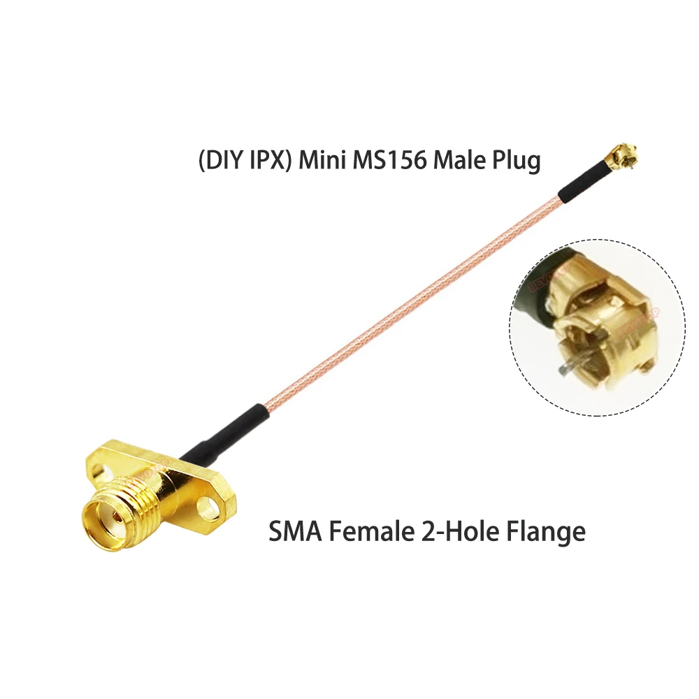 BEVOTOP Mini MS156 Male Plug (DIY ) to SMA Female Flange Panel Mount RF RG178 Cable for LTE Modem Antenna Extension Jumper