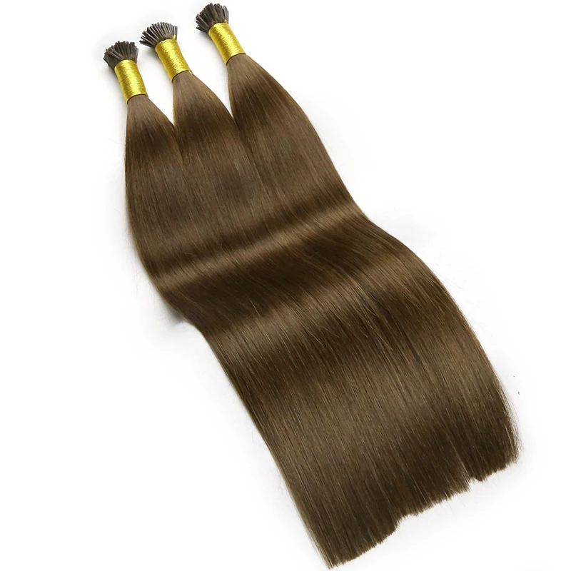 Straight I Tip Human Fusion Hair Original Raw Virgin Human Hair Extensions Keratin Capsules Natural Blonde Color 50pcs Hairpiece