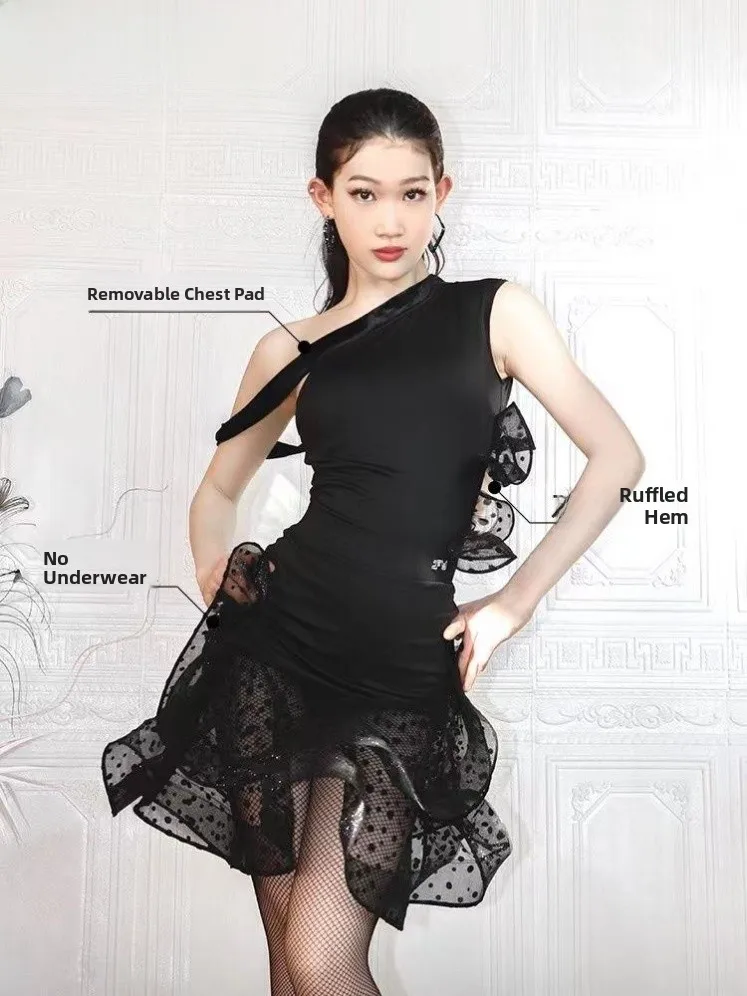 

Новинка 2023 года: Сексуальный комбинезон для латиноамериканских танцев с открытыми плечами, двухслойная юбка с эффектом фибон, костюм для выступлений, женская модная одежда