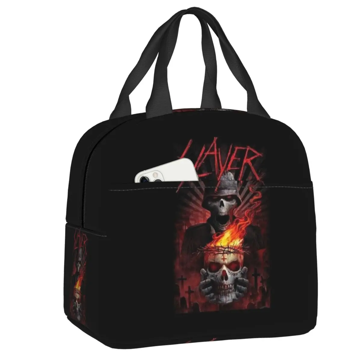 

Custom Heavy Metal Rock Band Slayers Insulated Lunch Bag for Women Waterproof Thermal Cooler Lunch Tote Kids School Children