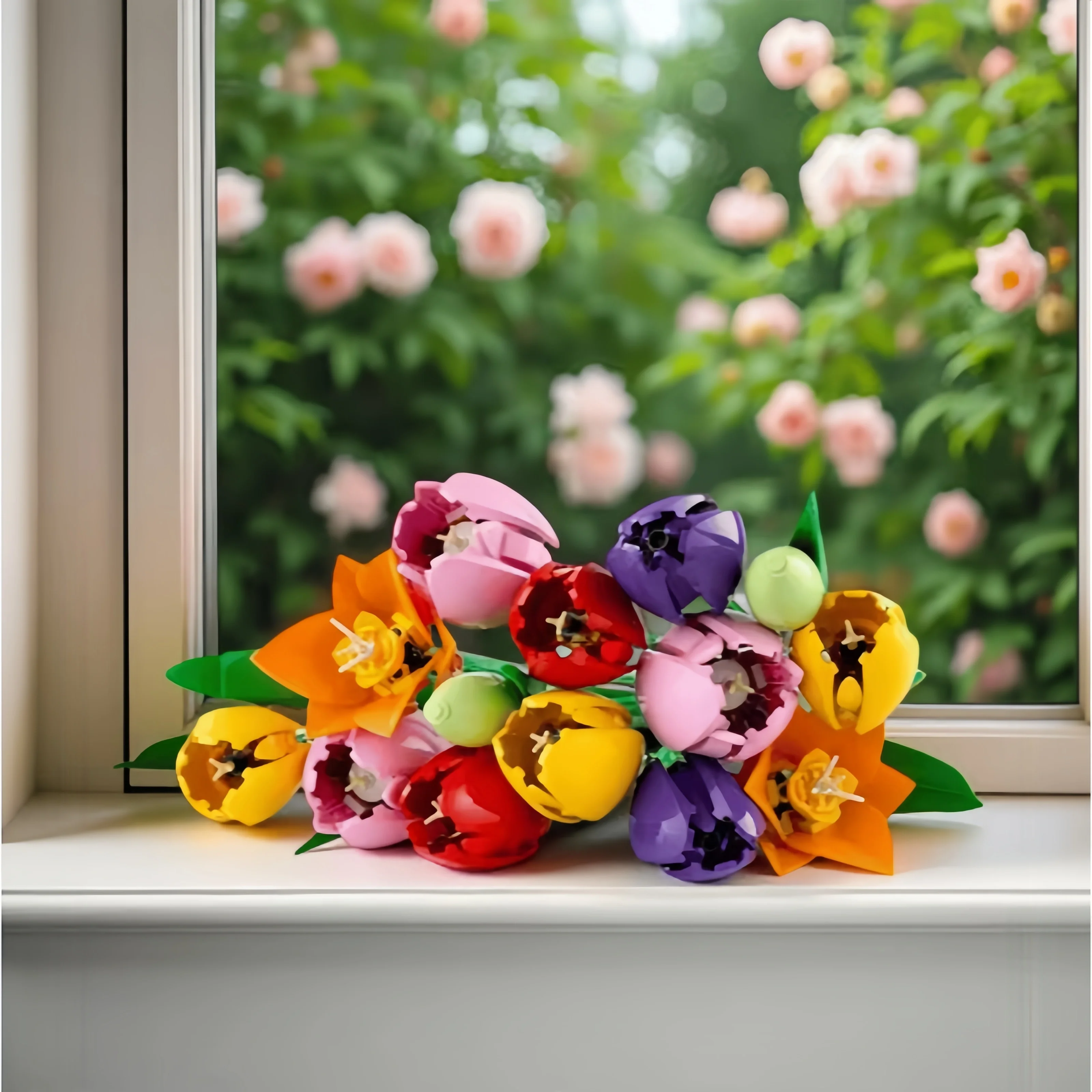 New Creative Plant Tulip Bouquet Building Blocks Artificial Eternal Flower Model Home Decoration Christmas Party Birthday Gift - view 2