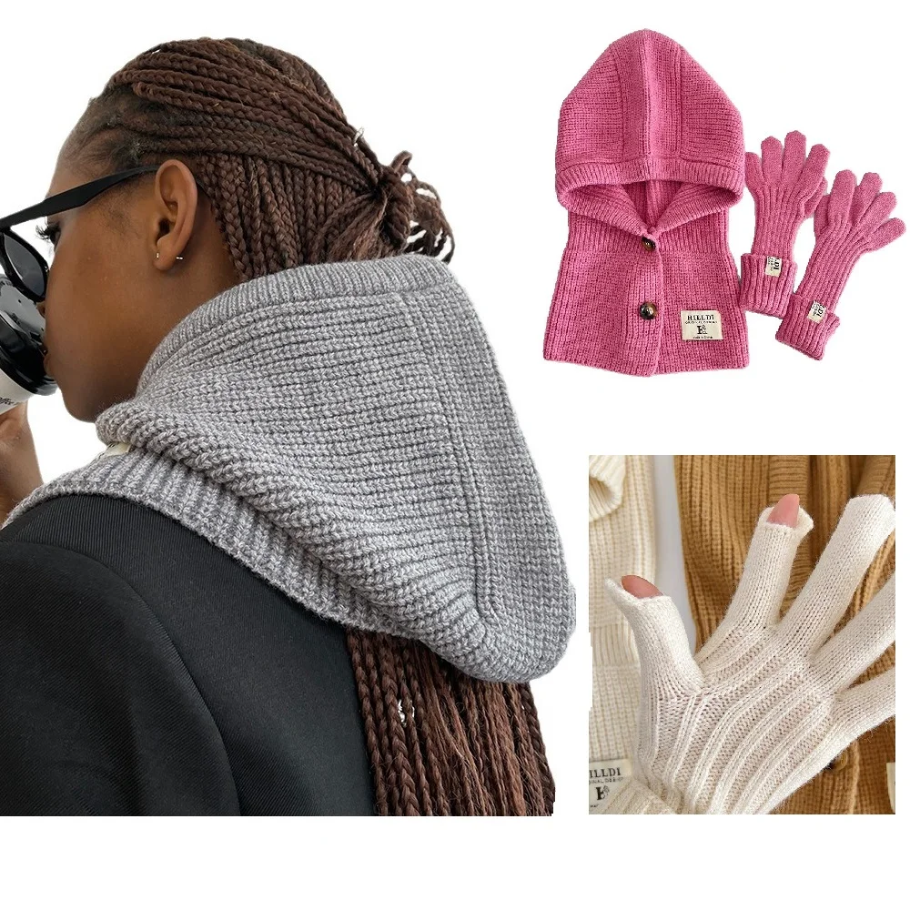 Gorro de pasamontañas de punto para mujer, máscara de esquí de ciclismo, gorro térmico a prueba de viento, gorro de invierno para exteriores