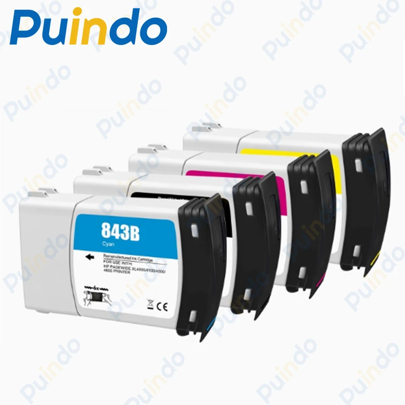 

1Set CMYK Compatible High-Yield HP843B Ink Cartridges For HP XL8000 XL4000 XL5000 XL5100 Tri-Color/Black Cartridges