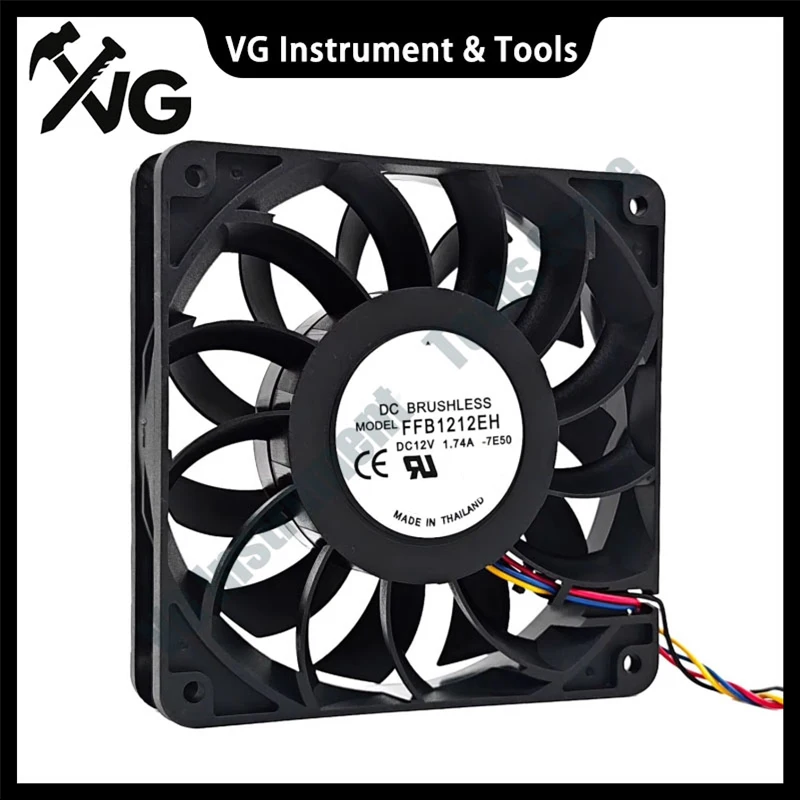 For New original 12025 12V 1.74A 12CM FFB1212EH 4-wire speed regulation high air volume booster chassis fan