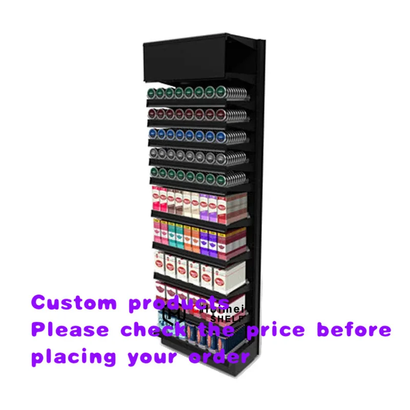 custom.Lightweight iron anti-rust single-sided customizable size cigar display rack，Suitable use in stores